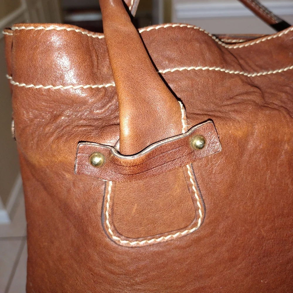 Dolce & Gabbana D_ Ring Satchel Brown Leather With Gold Hardware  vintage